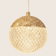 Pendule, Lustre suspendate - Lustra aurie cu 7 pendule LED, glob acrilic transparent cu efect de cristal