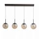 Pendule, Lustre suspendate - Lustra cu 4 pendule LED, Solis, Sticla Efect Champagne si Metal Bronz