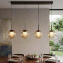 Lustra cu 4 pendule LED, Solis, Sticla Efect Champagne si Metal Bronz