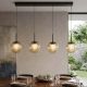 Pendule, Lustre suspendate - Lustra cu 4 pendule LED, Solis, Sticla Efect Champagne si Metal Bronz