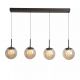 Pendule, Lustre suspendate - Lustra cu 4 pendule LED, Solis, Sticla Efect Champagne si Metal Bronz
