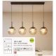 Pendule, Lustre suspendate - Lustra cu 4 pendule LED, Solis, Sticla Efect Champagne si Metal Bronz
