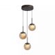 Pendule, Lustre suspendate - Lustra cu 3 pendule LED, Solis, Sticla Efect Champagne si Metal Bronz