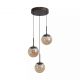 Pendule, Lustre suspendate - Lustra cu 3 pendule LED, Solis, Sticla Efect Champagne si Metal Bronz