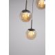 Pendule, Lustre suspendate - Lustra cu 3 pendule LED, Solis, Sticla Efect Champagne si Metal Bronz