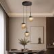 Pendule, Lustre suspendate - Lustra cu 3 pendule LED, Solis, Sticla Efect Champagne si Metal Bronz