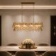 Candelabre, Lustre - Lustra pentru Insula Bucatarie sau Dining, Monarch 8Lt, metal auriu si cristale K9