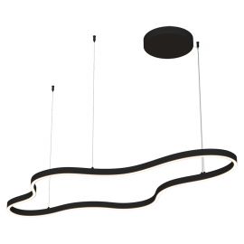 Pendule, Lustre suspendate - Lustra suspendata LED 95W, forma circulara fluida, negru 127x60cm