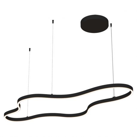 Pendule, Lustre suspendate - Lustra suspendata LED 95W, forma circulara fluida, negru 127x60cm