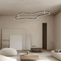 Lustra suspendata LED 95W, forma circulara fluida, cafeniu 127x60cm