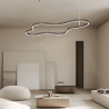 Lustra suspendata LED 95W, forma circulara fluida, cafeniu 127x60cm
