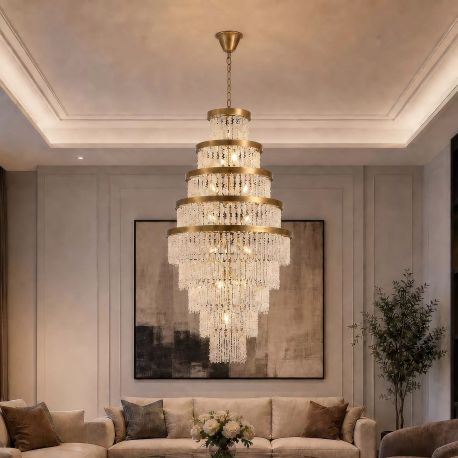 Corpuri de iluminat Lustre pentru casa scarii - Lustra premium pentru tavane inalte, Hol si Casa Scarii, Bella 13Lt