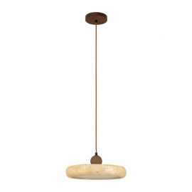 Pendule, Lustre suspendate - Lustra LED din piatra naturala si lemn NATURAL STONE