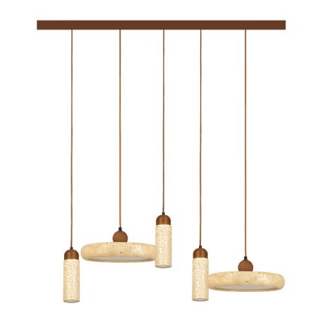 Pendule, Lustre suspendate - Lustra cu pendule din piatra naturala si lemn NATURAL STONE