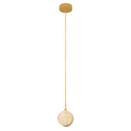 Pendule, Lustre suspendate - Pendul LED din piatra naturala si metal auriu NATURAL STONE