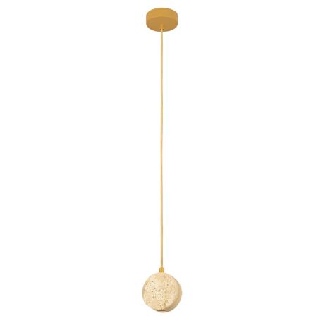 Pendule, Lustre suspendate - Pendul LED din piatra naturala si metal auriu NATURAL STONE