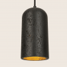 Pendul LED din piatra neagra si metal negru NATURAL STONE