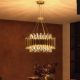 Pendule, Lustre suspendate - Lustra suspendata diametru 50cm, Belle 12Lt, metal auriu si cristale