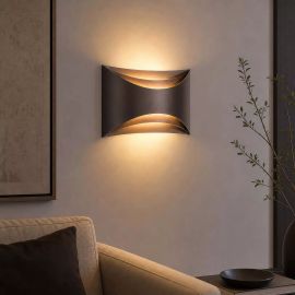 Aplice, corpuri de iluminat pentru pereti - Aplica perete iluminat ambiental sus si jos Leon LED, Bronze