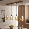 Lustra cu 4 Pendule LED sand cu sticla sampanie Pear