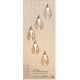 Pendule, Lustre suspendate - Lustra cu 5 Pendule LED sand cu sticla sampanie Pear