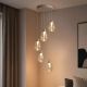 Lustra cu 5 Pendule LED sand cu sticla sampanie Pear