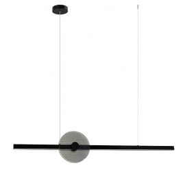 Pendule, Lustre suspendate - Lustra suspendata LED liniara neagra cu sticla fumurie, 20W 3000K
