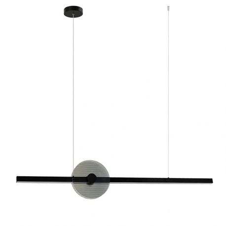 Pendule, Lustre suspendate - Lustra suspendata LED liniara neagra cu sticla fumurie, 20W 3000K