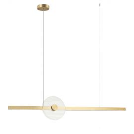 Pendule, Lustre suspendate - Lustra suspendata LED liniara aurie cu sticla transparenta, 20W 3000K