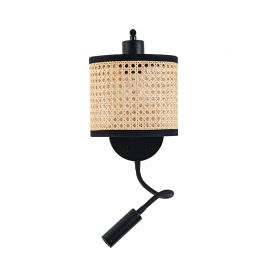 Aplice, corpuri de iluminat pentru pereti - Aplica de perete design rustic din panza si rattan BURLAP
