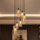 Pendule, Lustre suspendate - Lustra cu 8 Pendule bronz cu sticla sampanie Kent