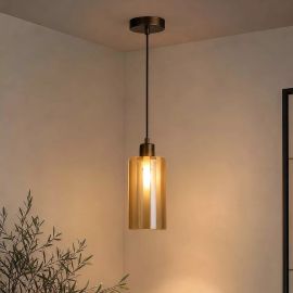 Pendule, Lustre suspendate - Pendul modern bronz cu sticla sampanie Kent