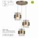 Pendule, Lustre suspendate - Lustra cu 3 pendule din metal alama antic si sticla canelata Royal