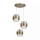 Pendule, Lustre suspendate - Lustra cu 3 pendule din metal alama antic si sticla canelata Royal