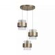 Pendule, Lustre suspendate - Lustra cu 3 pendule din metal alama antic si sticla canelata Royal