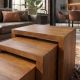 Masute Living - Set de 3 masute MAKASSAR, finisaj maro miere, lemn de mango