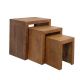 Masute Living - Set de 3 masute MAKASSAR, finisaj maro miere, lemn de mango