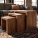 Masute Living - Set de 3 masute MAKASSAR, finisaj maro miere, lemn de mango