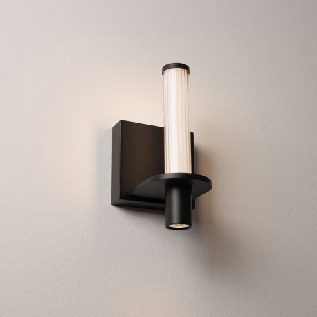 Aplice, corpuri de iluminat pentru pereti - Aplica de perete LED metal negru cu sticla, LUMIEN