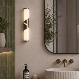 Aplice oglinda, tablou - Aplica de perete LED baie IP44 Wrap bronz