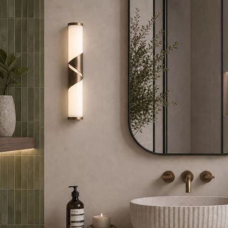 Aplice oglinda, tablou - Aplica de perete LED baie IP44 Wrap bronz
