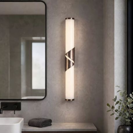 Aplice oglinda, tablou - Aplica de perete LED baie IP44 Wrap bronz