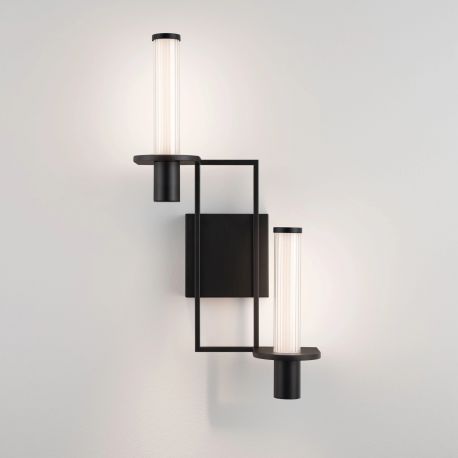 Aplice, corpuri de iluminat pentru pereti - Aplica de perete LED metal negru cu sticla, LUMIEN