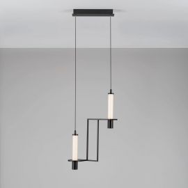 Pendule, Lustre suspendate - Lustra suspendata LED metal negru cu sticla, LUMIEN