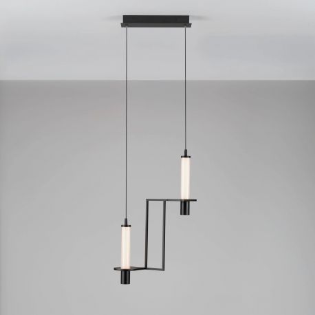 Pendule, Lustre suspendate - Lustra suspendata LED metal negru cu sticla, LUMIEN