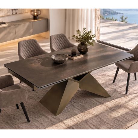 Mese extensibile - Masa Extensibila cu Blat Ceramic Ruginiu, DIAMOND 180-260cm