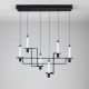 Pendule, Lustre suspendate - Lustra suspendata LED metal negru cu sticla, LUMIEN