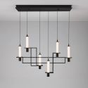 Lustra suspendata LED metal negru cu sticla, LUMIEN