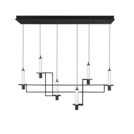 Pendule, Lustre suspendate - Lustra suspendata LED metal negru cu sticla, LUMIEN
