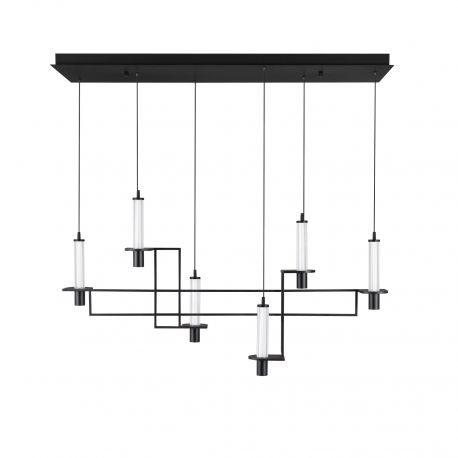 Pendule, Lustre suspendate - Lustra suspendata LED metal negru cu sticla, LUMIEN